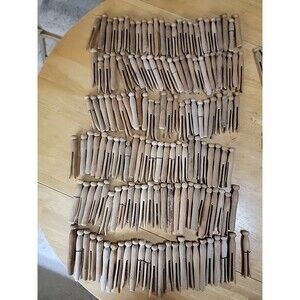 150 VTG Round Head Weathered Push Wooden WOOD Clothes Pins  Crafts Hobby Art